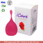 iCare Brand Medical Grade Silicone Case Reusable Best Design Organic Menstrual Cup for Women | 25 ml | Small Size | Pad
