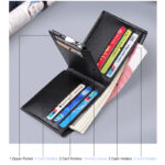 WilliamPolo Men's Short Cow Leather Multi-card Wallet - Black - Image 3