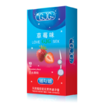 GJG Super Thin Strawberry Flavored Latex Enhanced Pleasure Condoms - 10pcs/Box