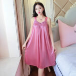 Elegant Satin Nightdress with Embroidered Lace Detail for Women - Image 3