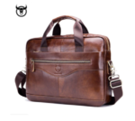 Men's cowhide leather handbag - Brown