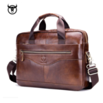 Men's cowhide leather handbag - Brown