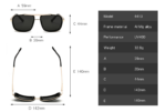 Punk Double Bridge Sunglasses Square Metal Black Lens Women Men Polarized Sunglasses - Image 5