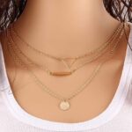Shining Diva Fashion Latest Stylish Multilayer Chain Pendant Necklace for Women and Girls - Golden